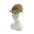 Gucci Baseball Cap Hat Logo Canvas GG Pattern L Brown
