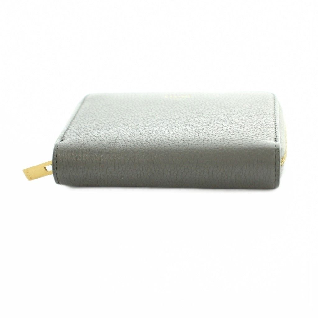 Celine Small Zip Wallet Zip Around Coin Purse Leather Gray — view 4