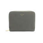 Celine Small Zip Wallet Zip Around Coin Purse Leather Gray
