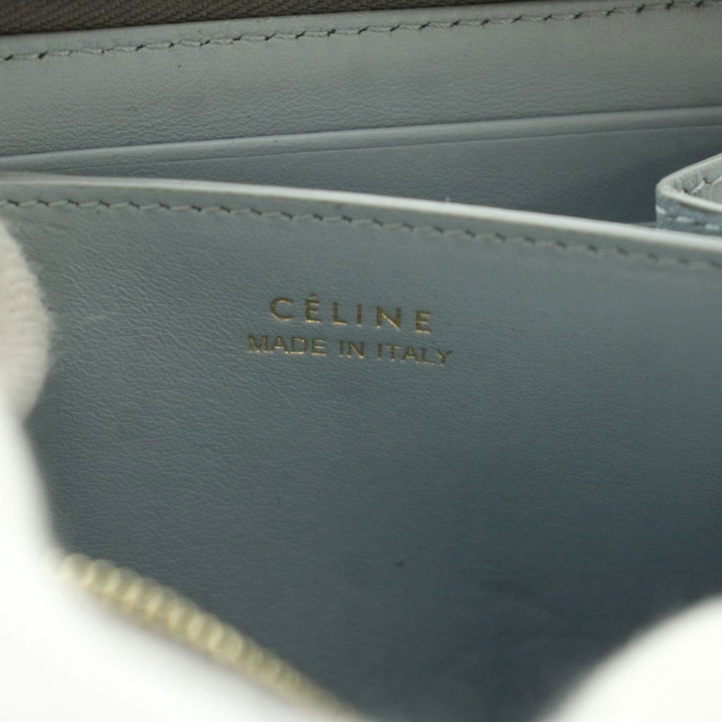 Celine Small Zip Wallet Zip Around Coin Purse Leather Gray — view 6