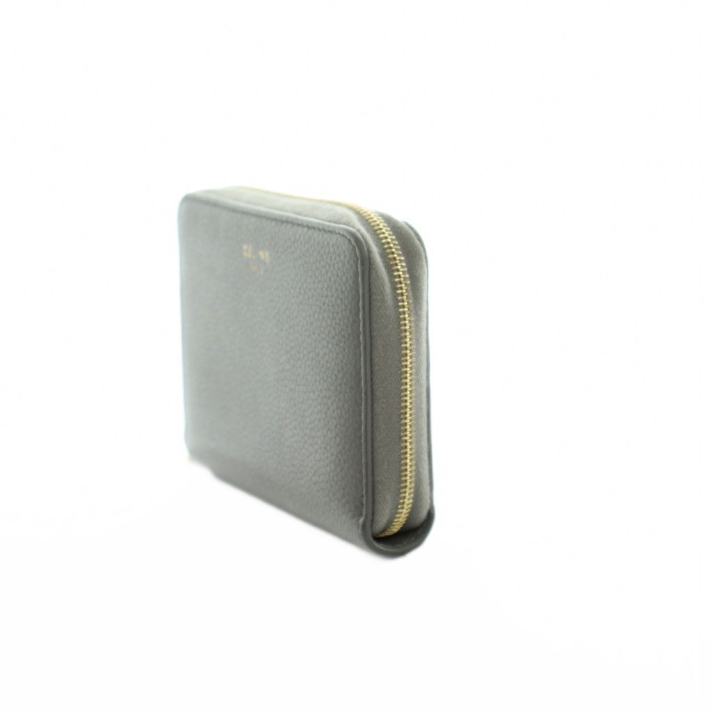 Celine Small Zip Wallet Zip Around Coin Purse Leather Gray — view 3