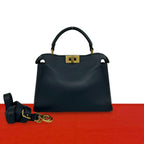 Fendi Peekaboo Iconic Essential Leather 2-Way Shoulder Bag Blue