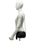 Chanel CC Logo V-stitch Tassel Lambskin Chain Shoulder Bag Black — view 2