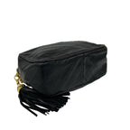 Chanel CC Logo V-stitch Tassel Lambskin Chain Shoulder Bag Black — view 7