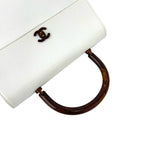 Chanel Vintage CC Logo Caviar Leather Handbag Mini Tote White — view 4