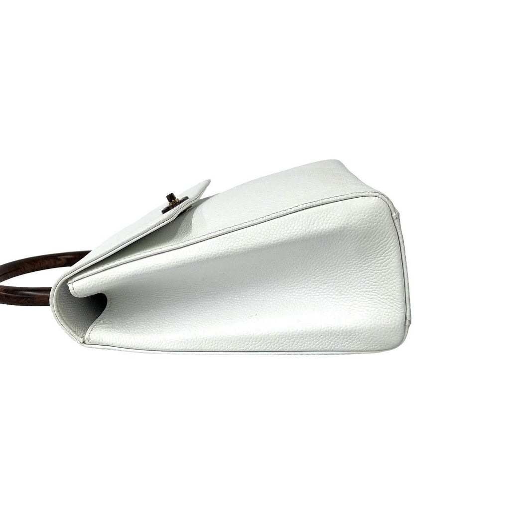Chanel Vintage CC Logo Caviar Leather Handbag Mini Tote White — view 5