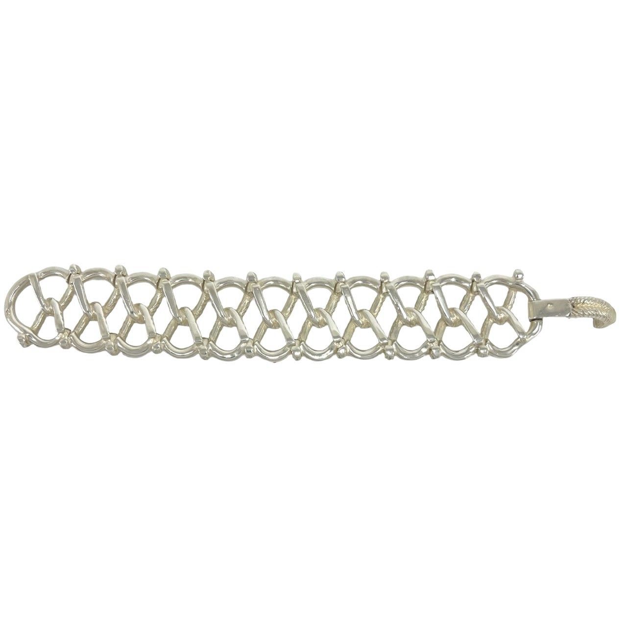 Hermes Vintage Twisted Rope Bracelet Silver 800 Bangle — view 5