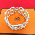Hermes Vintage Twisted Rope Bracelet Silver 800 Bangle