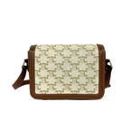 Celine Teen Triomphe Logo Leather Shoulder Bag Pochette Brown Ivory — view 3