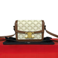 Celine Teen Triomphe Logo Leather Shoulder Bag Pochette Brown Ivory