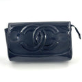 Chanel CC Logo Patent Leather Black Pouch Gold