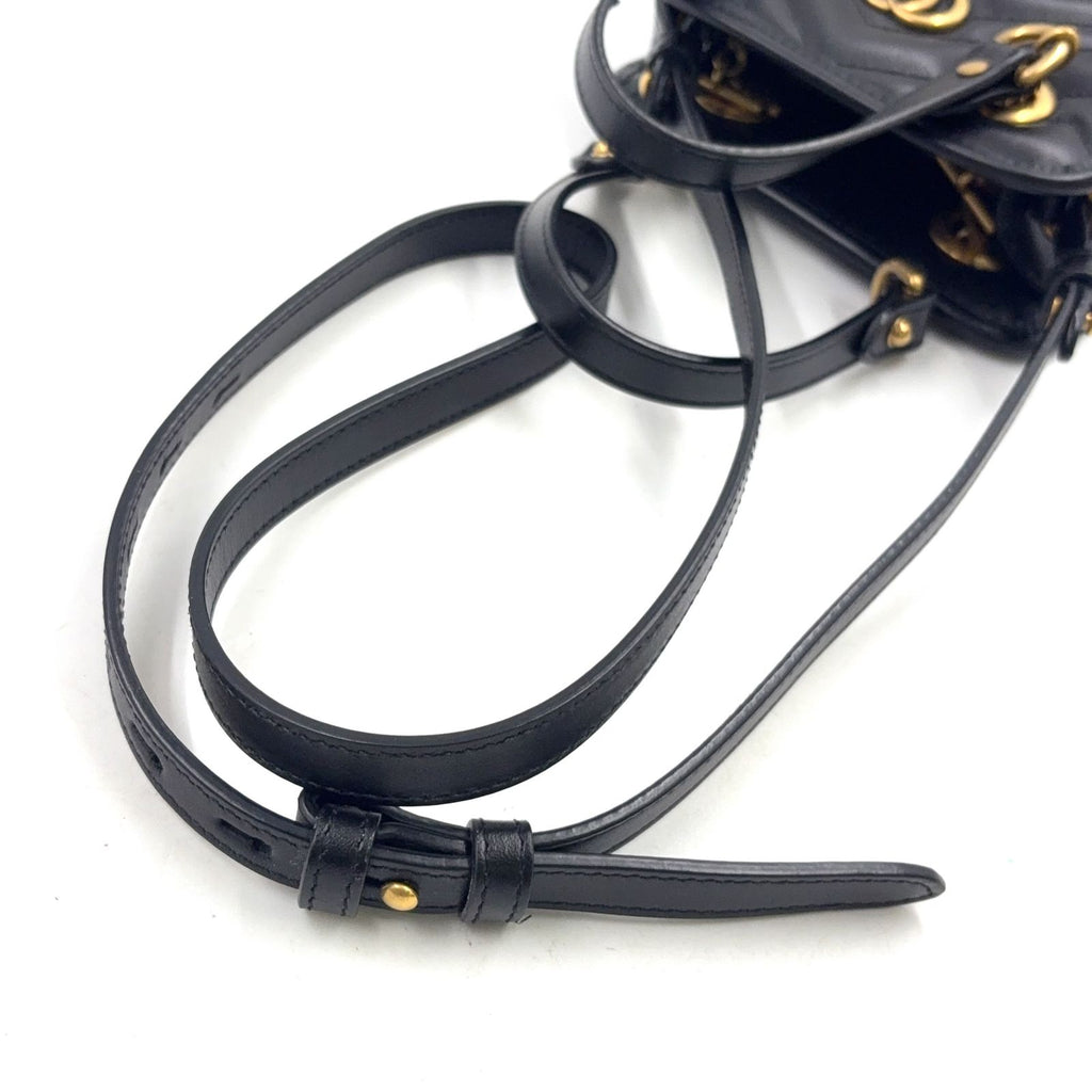 Gucci GG Marmont 2-Way Shoulder Leather Black Handbag Gold — view 8