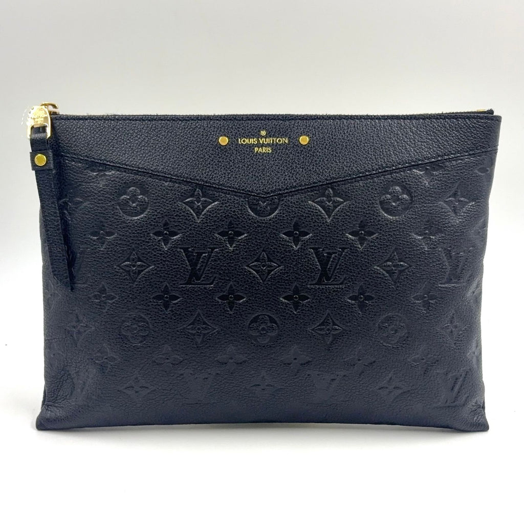 Louis Vuitton Monogram Empreinte Daily Pouch Leather Black Clutch Gold