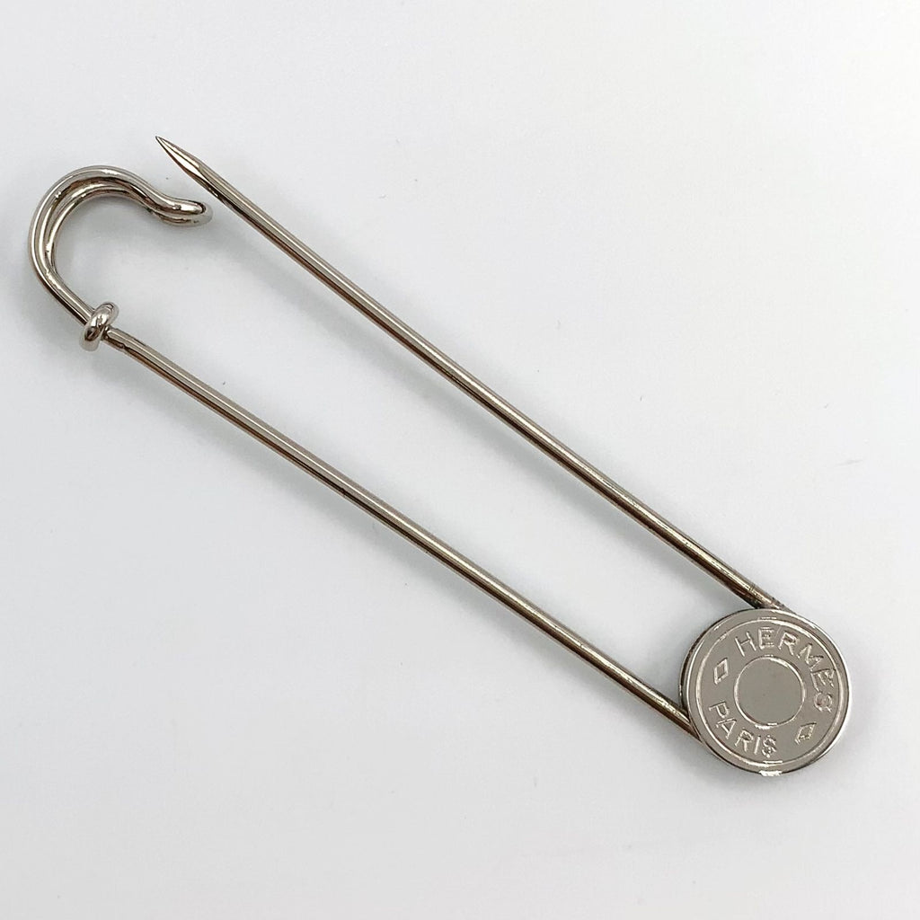 Hermes Sellier Pin Metal Silver Brooch — view 3
