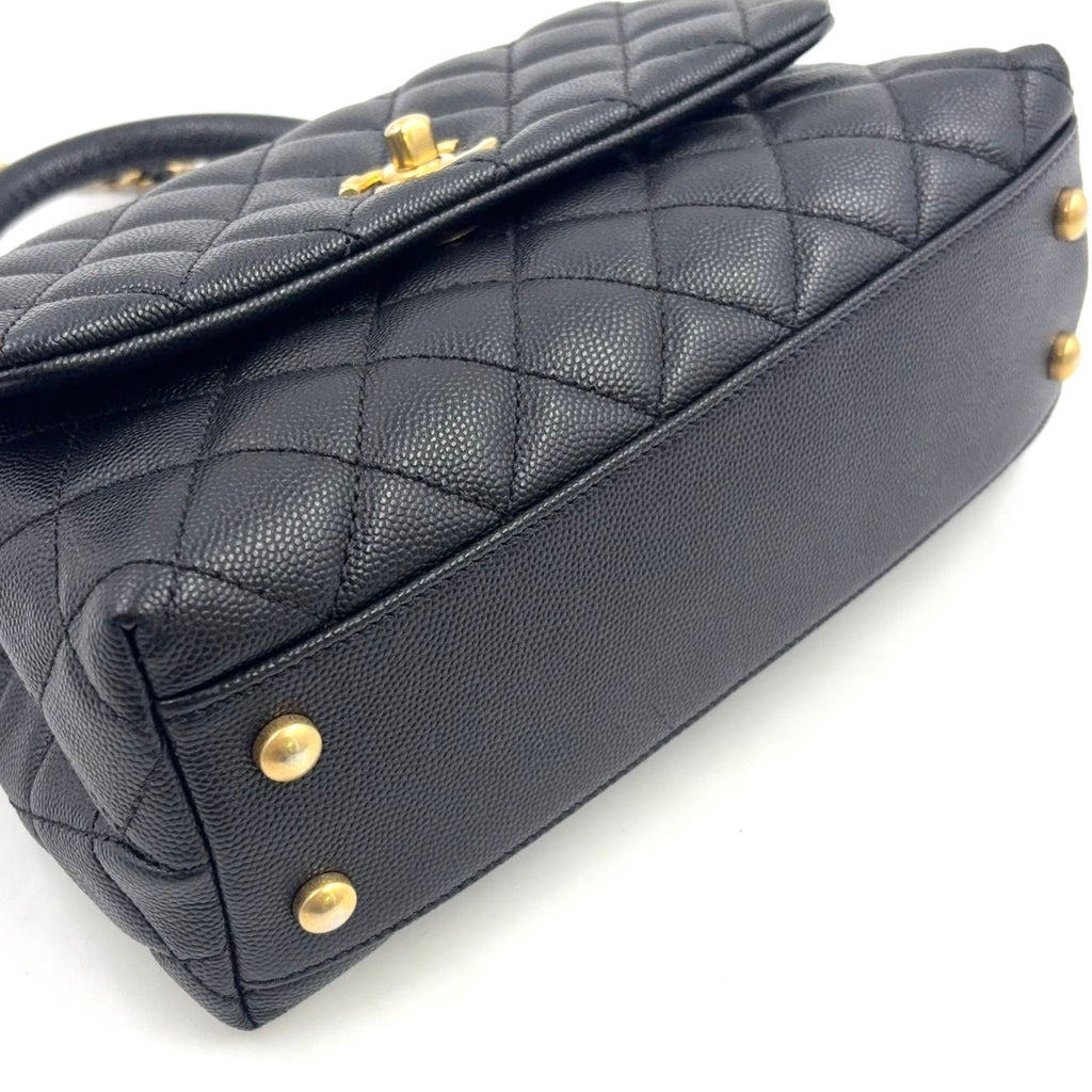 Chanel Quilted Coco Handle Flap 2-Way Caviar Leather Black Handbag Gold — view 5