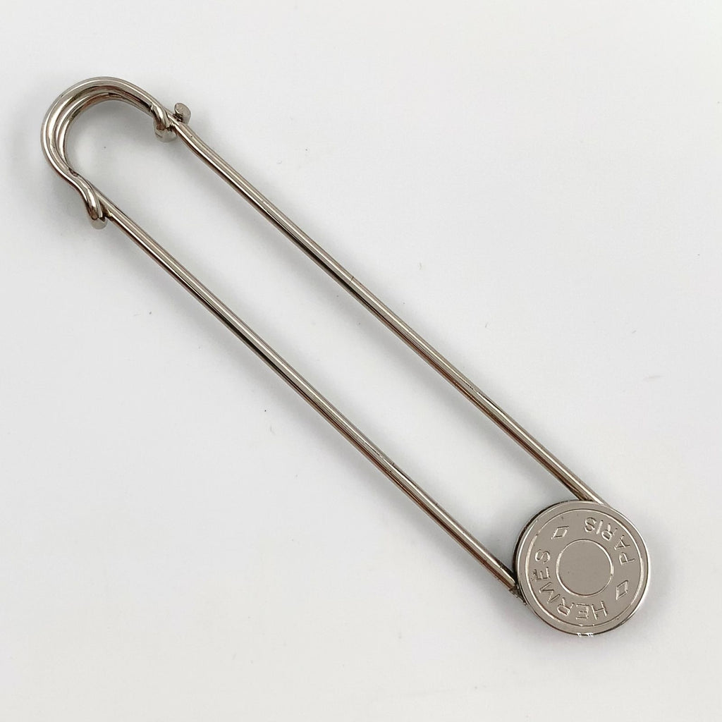 Hermes Sellier Pin Metal Silver Brooch — view 2