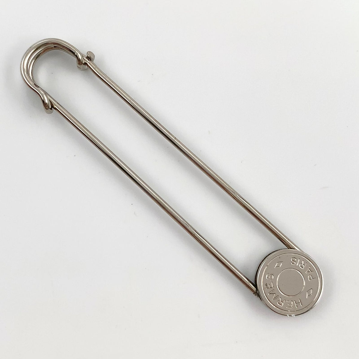 Hermes Sellier Pin Metal Silver Brooch — view 2