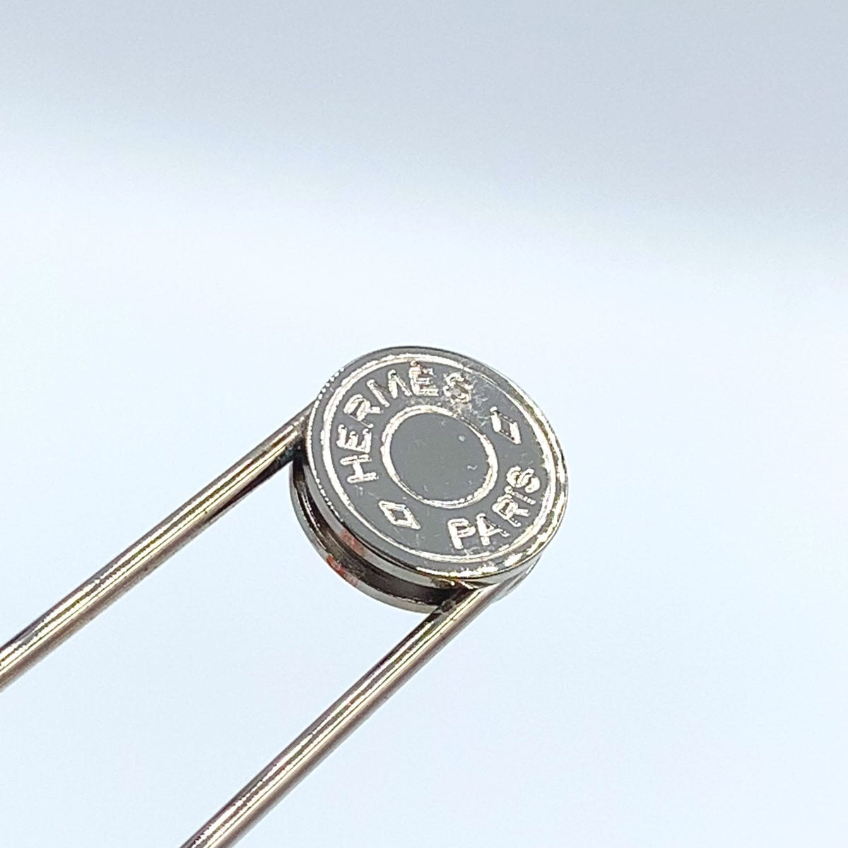 Hermes Sellier Pin Metal Silver Brooch — view 5