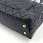Chanel Quilted Coco Handle Flap 2-Way Caviar Leather Black Handbag Gold — view 7