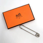 Hermes Sellier Pin Metal Silver Brooch — view 8