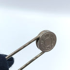 Hermes Sellier Pin Metal Silver Brooch — view 6