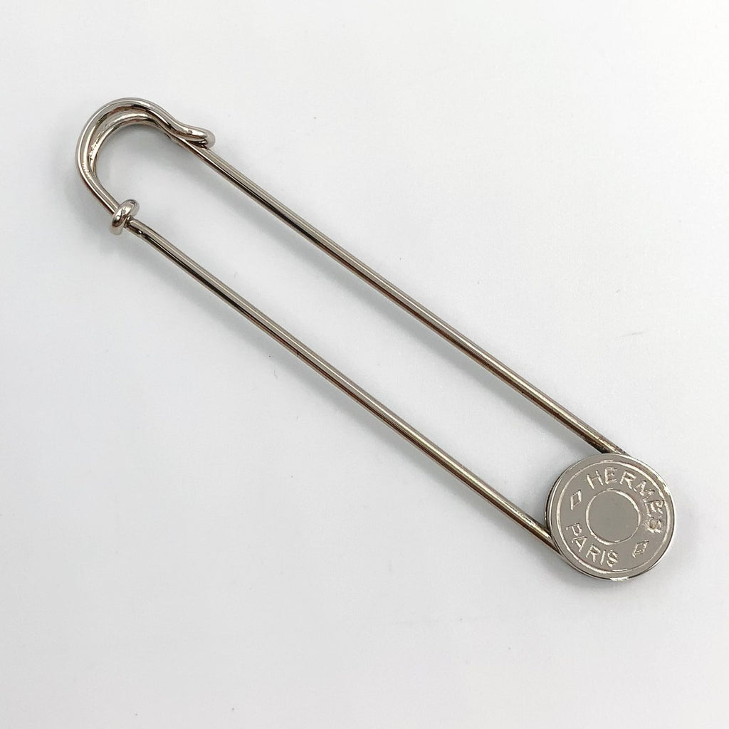 Hermes Sellier Pin Metal Silver Brooch