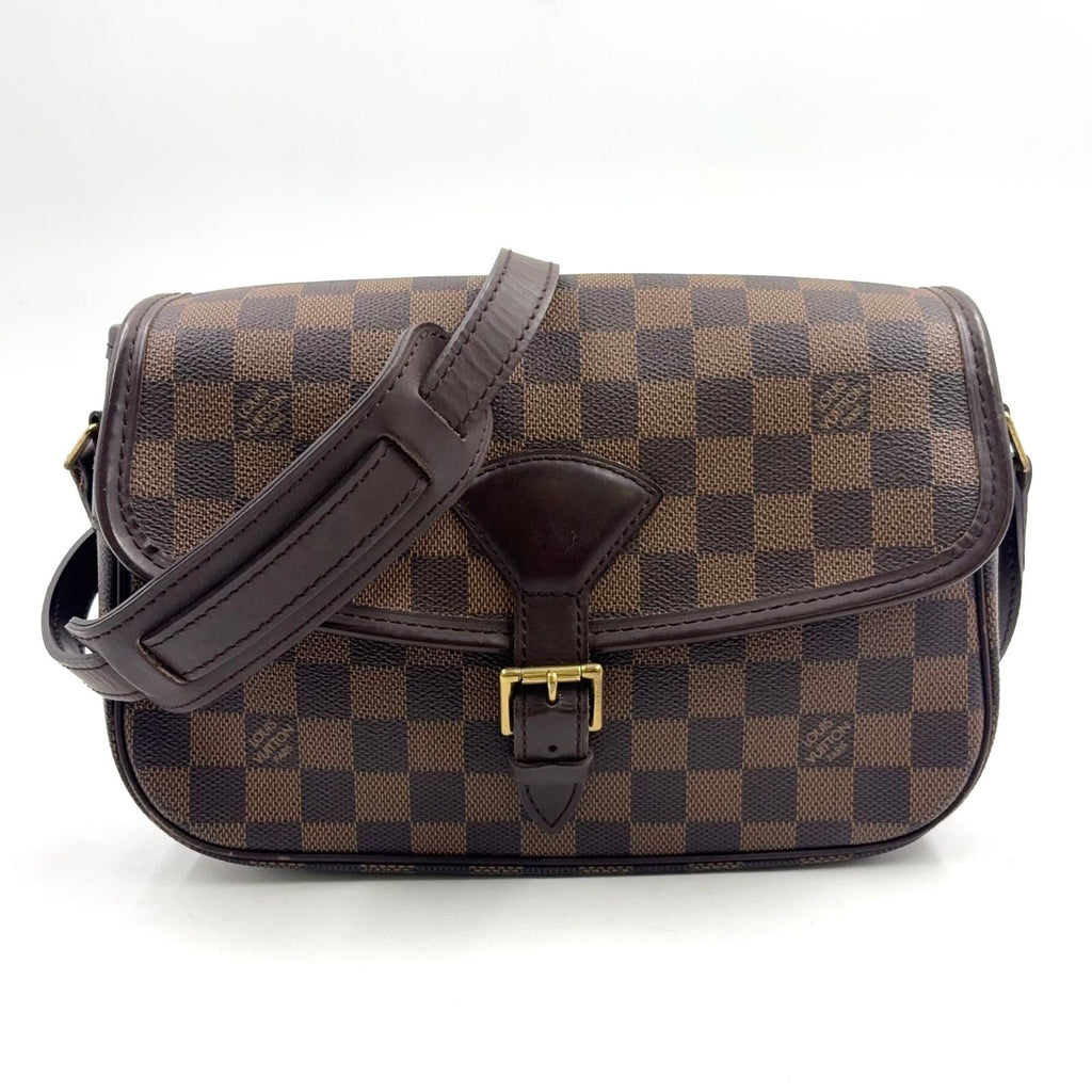 Louis Vuitton Solonge Damier Ebene Leather Brown Shoulder Bag Gold