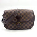 Louis Vuitton Solonge Damier Ebene Leather Brown Shoulder Bag Gold