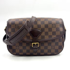 Louis Vuitton Solonge Damier Ebene Leather Brown Shoulder Bag Gold
