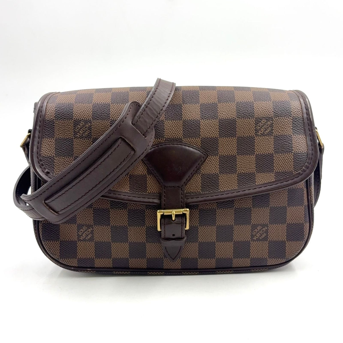 Louis Vuitton Solonge Damier Ebene Leather Brown Shoulder Bag Gold