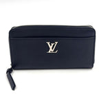 Louis Vuitton Zippy Lockme Zip Around Leather Black Wallet Silver