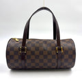 Louis Vuitton Damier Ebene Leather Brown Handbag Gold