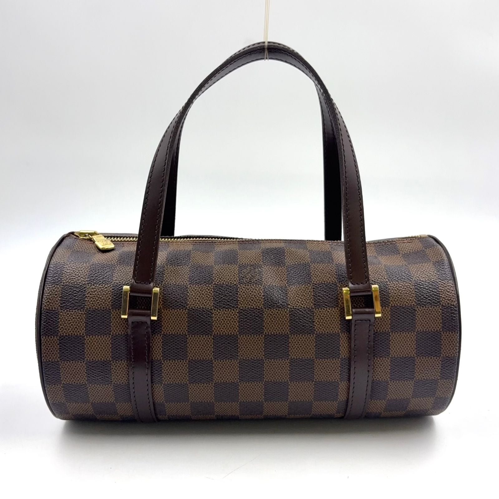 Louis Vuitton Damier Ebene Leather Brown Handbag Gold