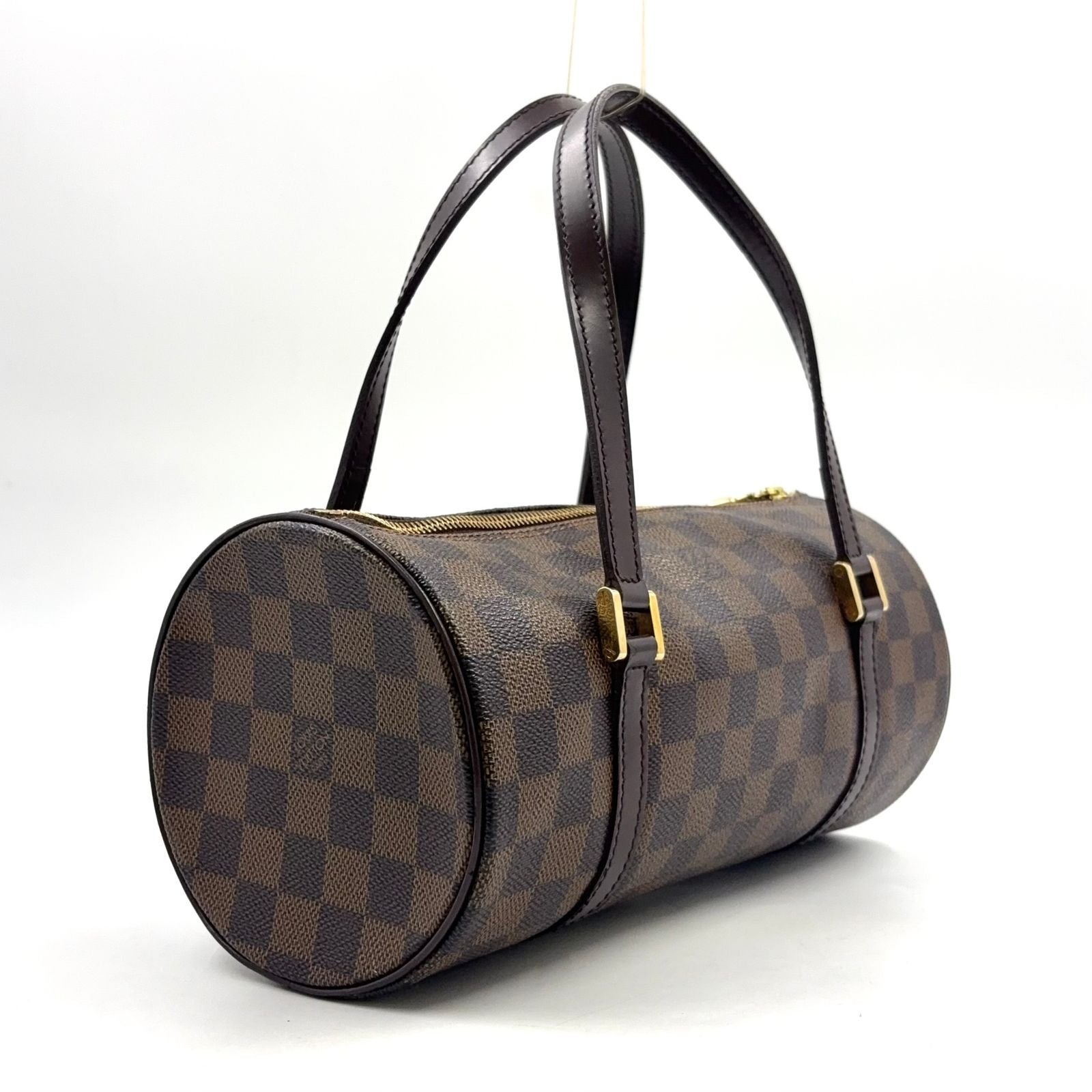 Louis Vuitton Damier Ebene Leather Brown Handbag Gold — view 2