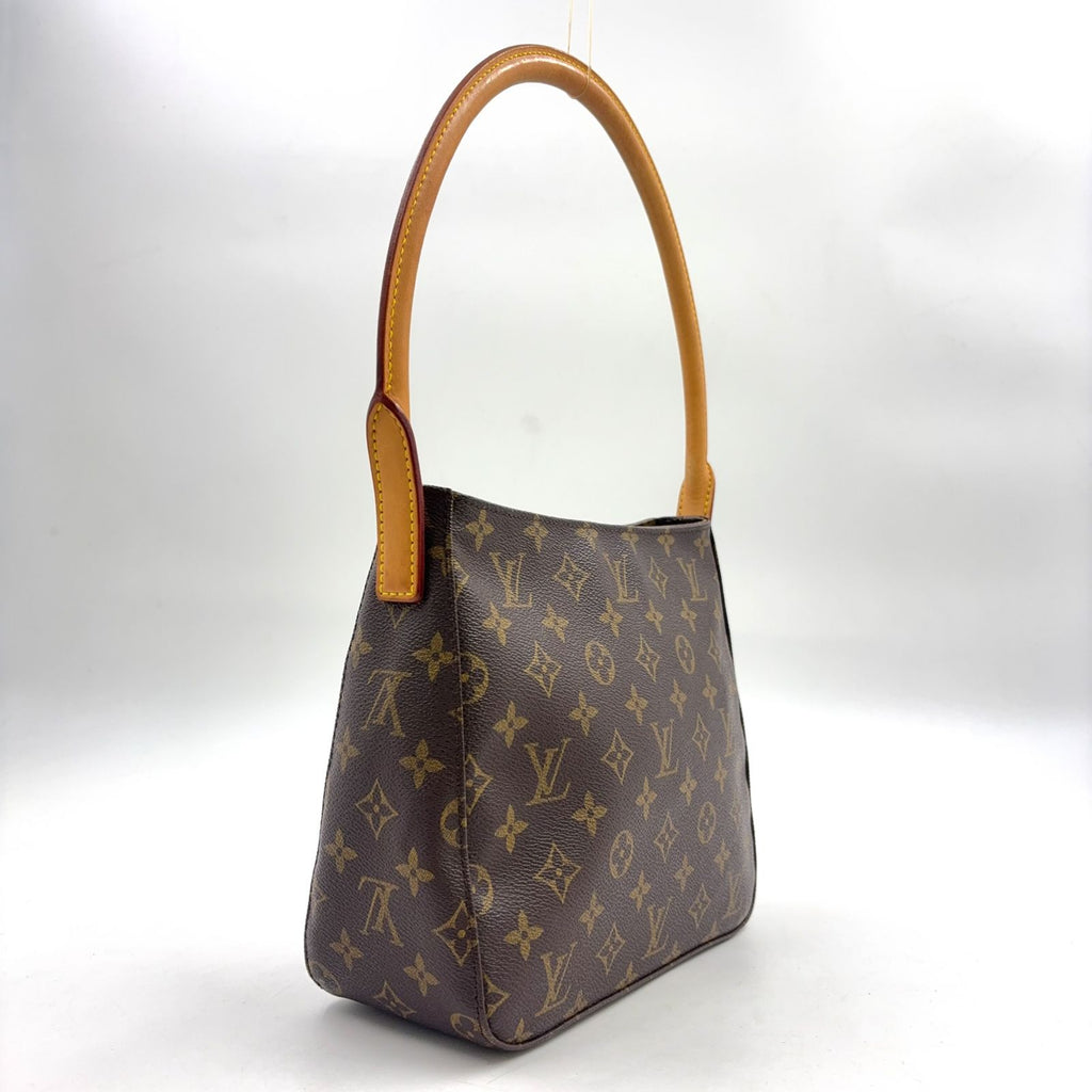 Louis Vuitton Looping MM Monogram Leather Brown Light Handbag Gold — view 2