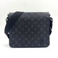 Louis Vuitton District PM NM Monogram Eclipse Leather Black Shoulder Bag Silver
