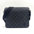Louis Vuitton District PM NM Monogram Eclipse Leather Black Shoulder Bag Silver