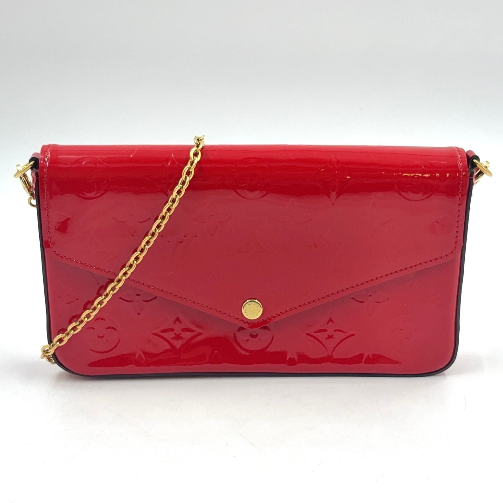 Louis Vuitton Pochette Felice Monogram Vernis Cerise Patent Leather Shoulder Bag