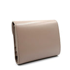 Celine Triomphe Small Flap Leather Gray Beige Trifold Wallet Gold — view 2
