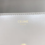 Celine Triomphe Small Flap Leather Gray Beige Trifold Wallet Gold — view 4