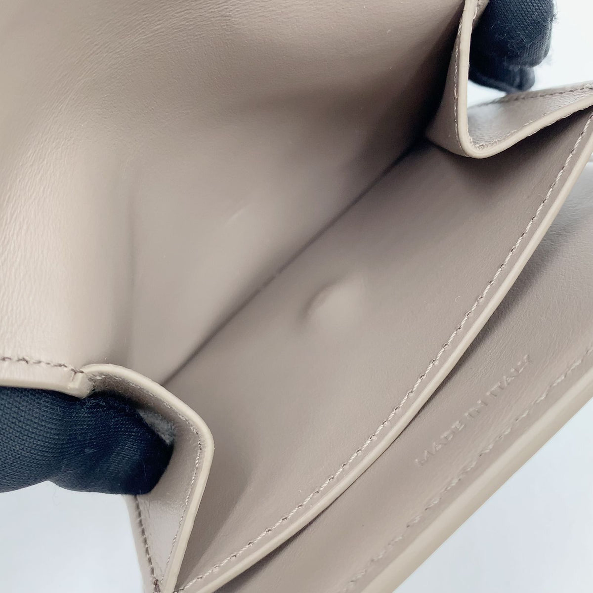 Celine Triomphe Small Flap Leather Gray Beige Trifold Wallet Gold — view 5