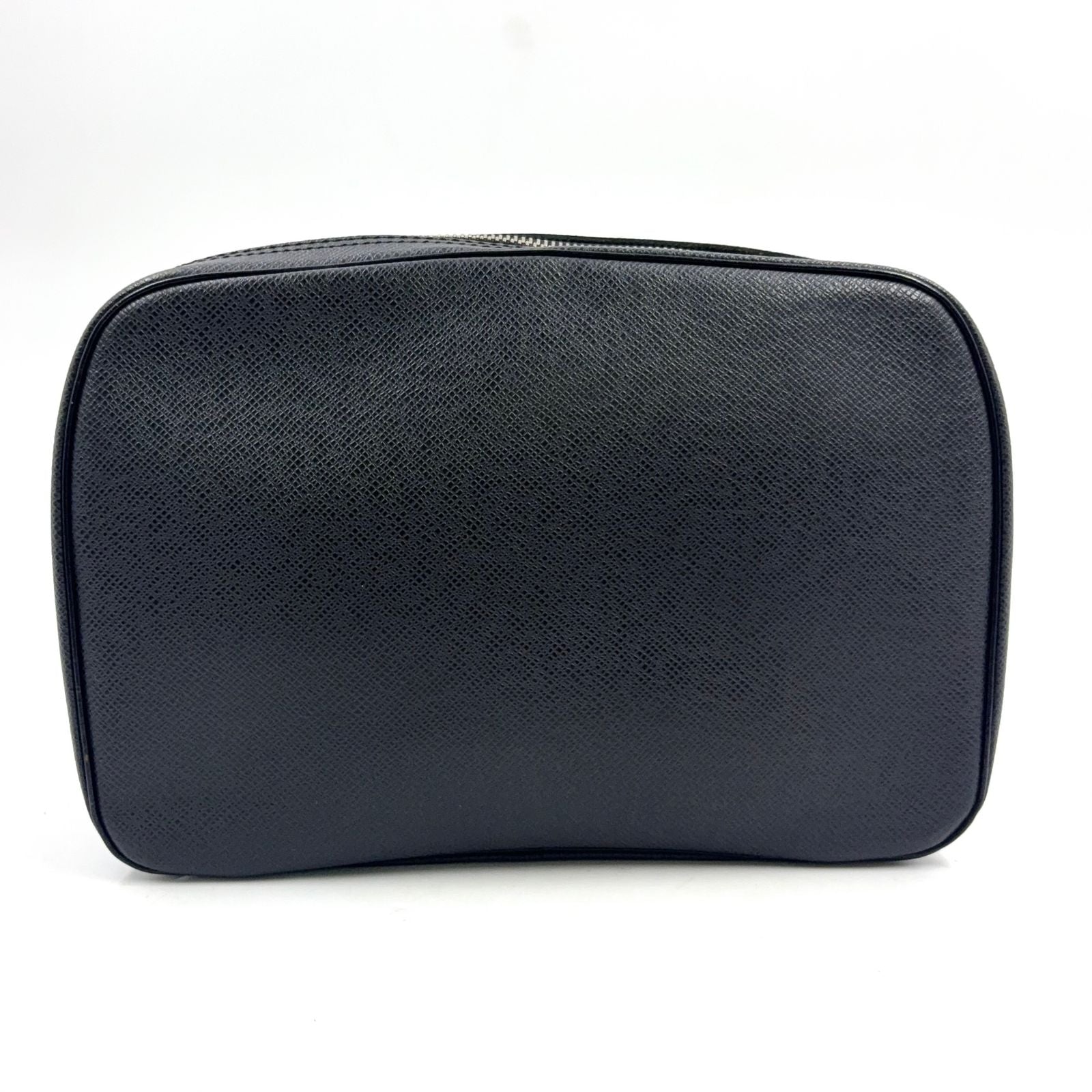 Louis Vuitton Trousse Toilette GM Taiga Ardoise Leather Black Pouch Silver
