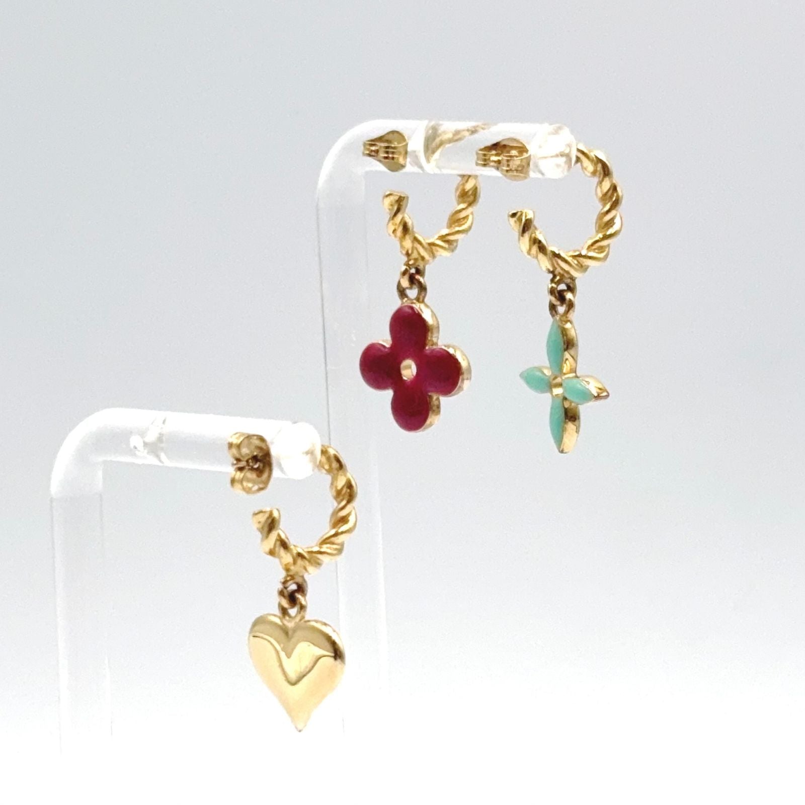 Louis Vuitton Boucle Doreille Sweet Monogram Earrings Set Enamel Gold — view 2