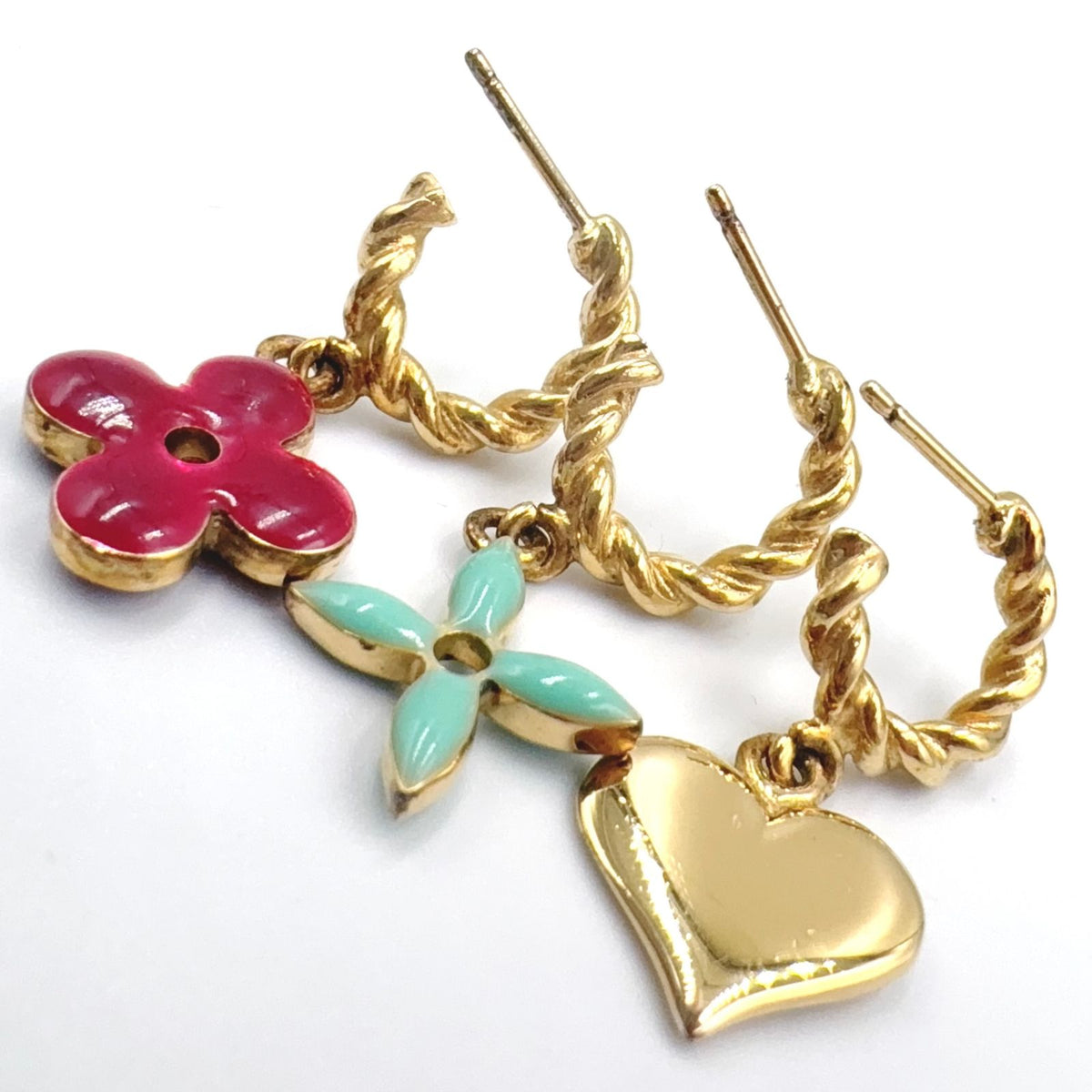 Louis Vuitton Boucle Doreille Sweet Monogram Earrings Set Enamel Gold — view 8