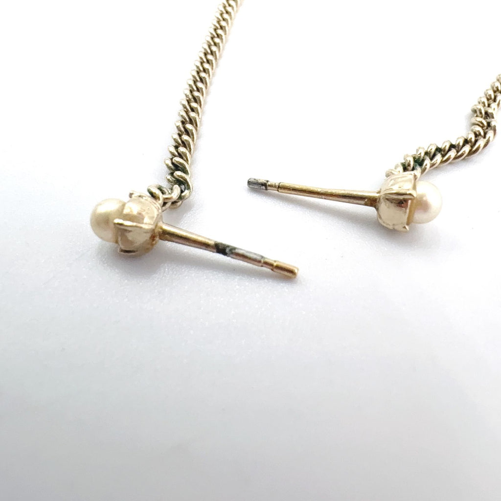 Chanel CC Logo Rhinestone Pearl Faux Off White Clear Gold Earrings — view 4