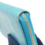 Gucci Interlocking G Zip Around Leather Turquoise Blue Wallet Gold — view 8