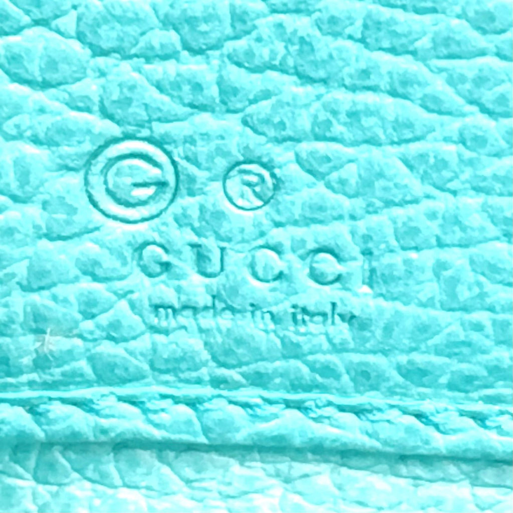 Gucci Interlocking G Zip Around Leather Turquoise Blue Wallet Gold — view 4