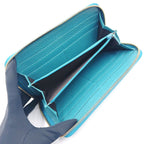 Gucci Interlocking G Zip Around Leather Turquoise Blue Wallet Gold — view 3