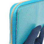 Gucci Interlocking G Zip Around Leather Turquoise Blue Wallet Gold — view 6