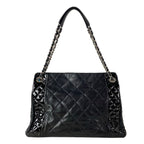 Chanel Tote Quilted Black Chain Silver Coco Charm Leather Lambskin — view 3